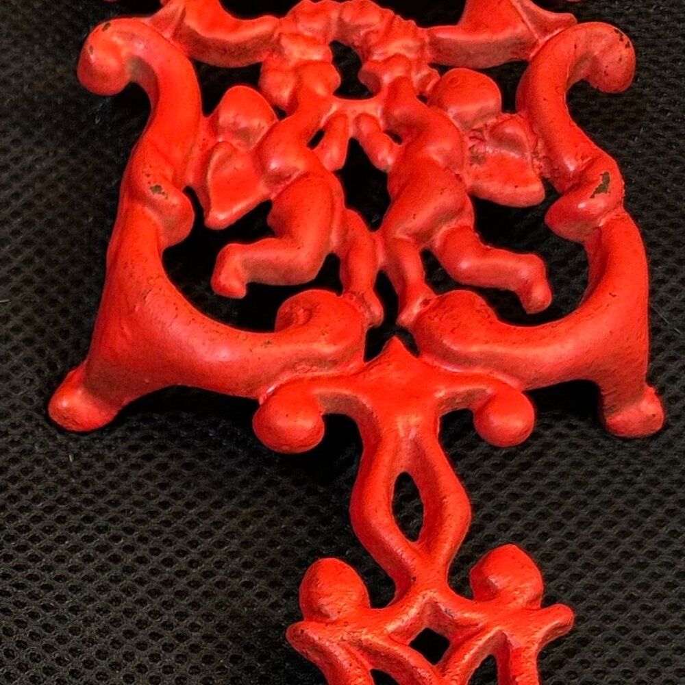 Vintage Cast Iron Trivet with Cherubs